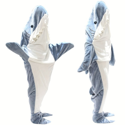 Shark Onesie Blanket For Adults, Shark Blanket Hoodie, Shark Blanket Super Soft Cozy Flannel, Boys Girls Cosplay Costume Sleeping Bag For Night