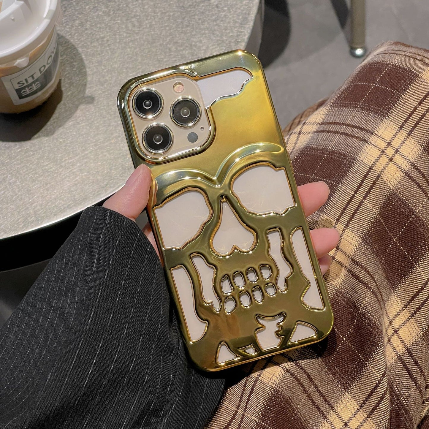 Luxury Plating 3D Skull Phone Case
