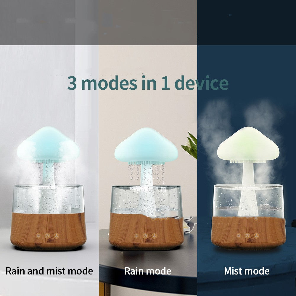 Ultraschall Zerstäubung Wolke und Regen Luftbefeuchter Holzmaserung sieben Farbe Licht Aromatherapie Maschine